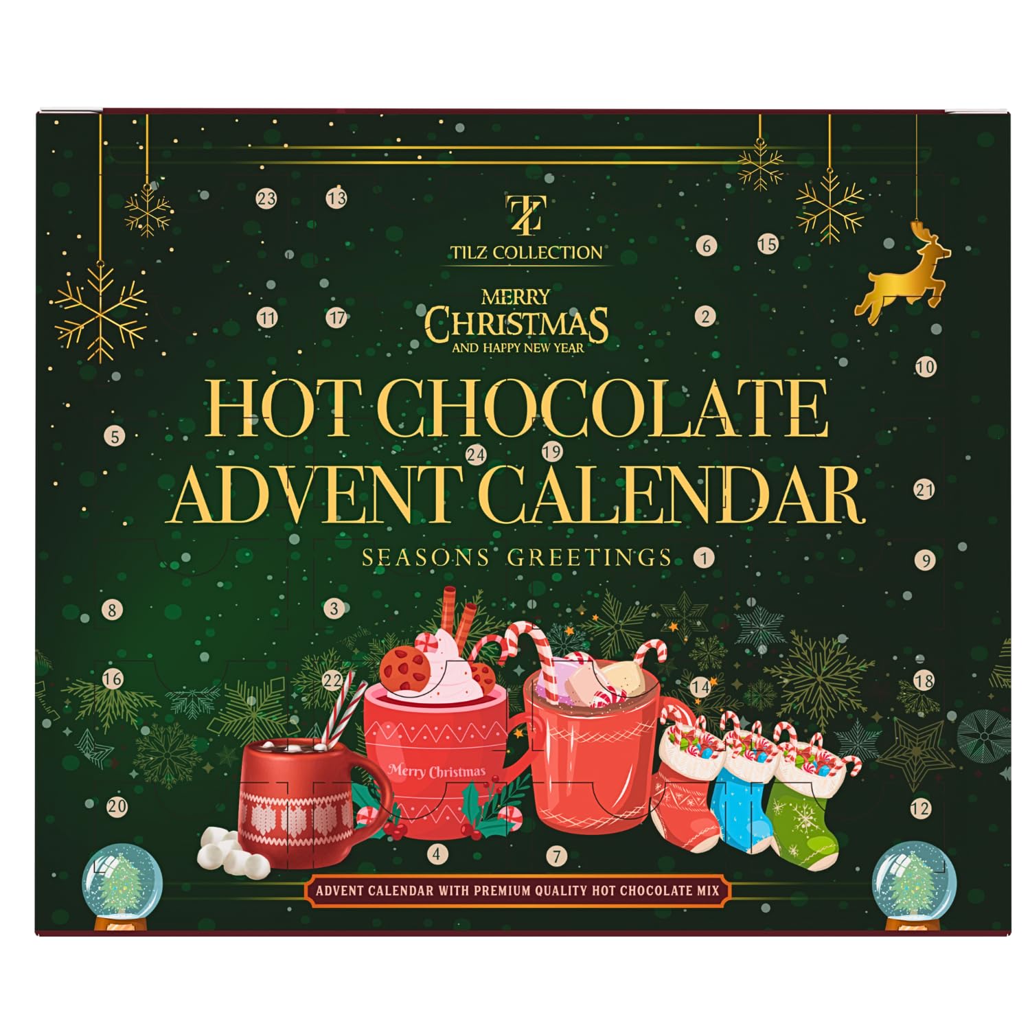 Hot Chocolate Advent Calendar 2025 - Gourmet Luxury 24 Hot Chocolate Selection Variety Flavours - Food Advent Calendars Gifts Set For Men Women Children - Medaid International