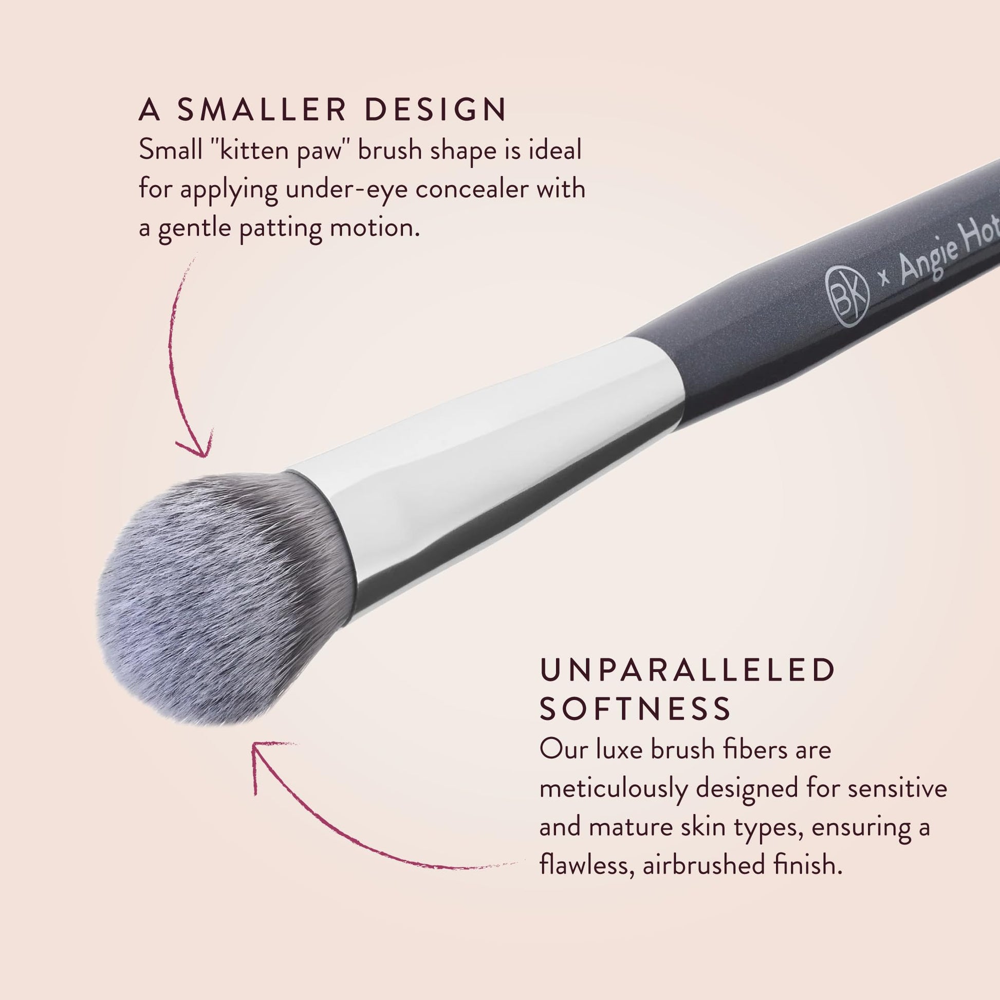 BK BEAUTY BRUSHES - ANGIE HOT & FLASHY A506 CONCEALER - Viral "Kitten Paw" Face Brush - Under-Eye Concealing and Contouring - Makeup Brushes - Medaid International