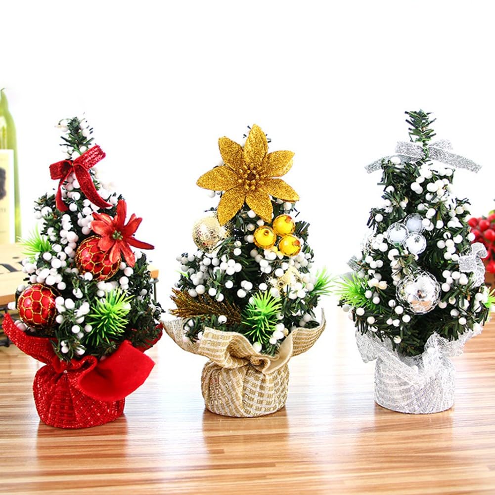 20cm Mini Christmas Tree Ornaments for Tabletop Decorations, Small Artificial Christmas Tree with PVC and Cloth Material, 65g Weight - Medaid International