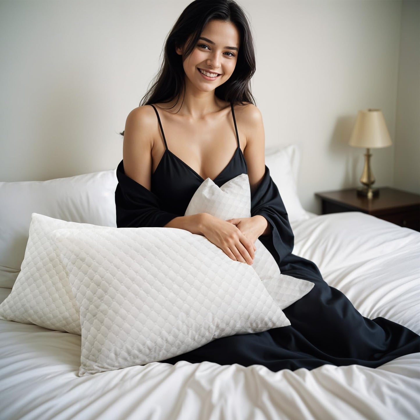 OAISZ Shredded Memory Foam Pillows, Cooling Bed Pillows Queen Size Set of 2 for Sleeping, Adjustable Firm Pillows for Side Back and Stomach Sleepers, Washable Removable Cover - Medaid International