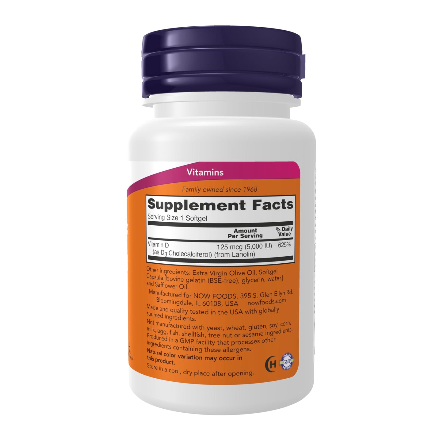 NOW Foods Supplements, Vitamin D-3 5,000 IU, High Potency, Structural Support*, 240 Softgels - Medaid International
