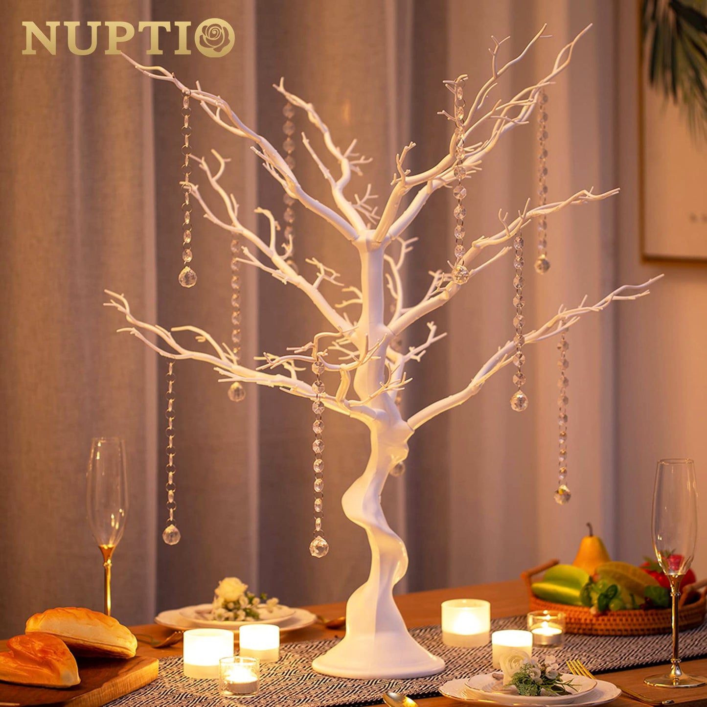 NUPTIO Artificial Tree Centerpiece, 30 inches White, Manzanita Tree Decorative Branch for Weddings, Tabletop Decoration, Ornament Display - Medaid International