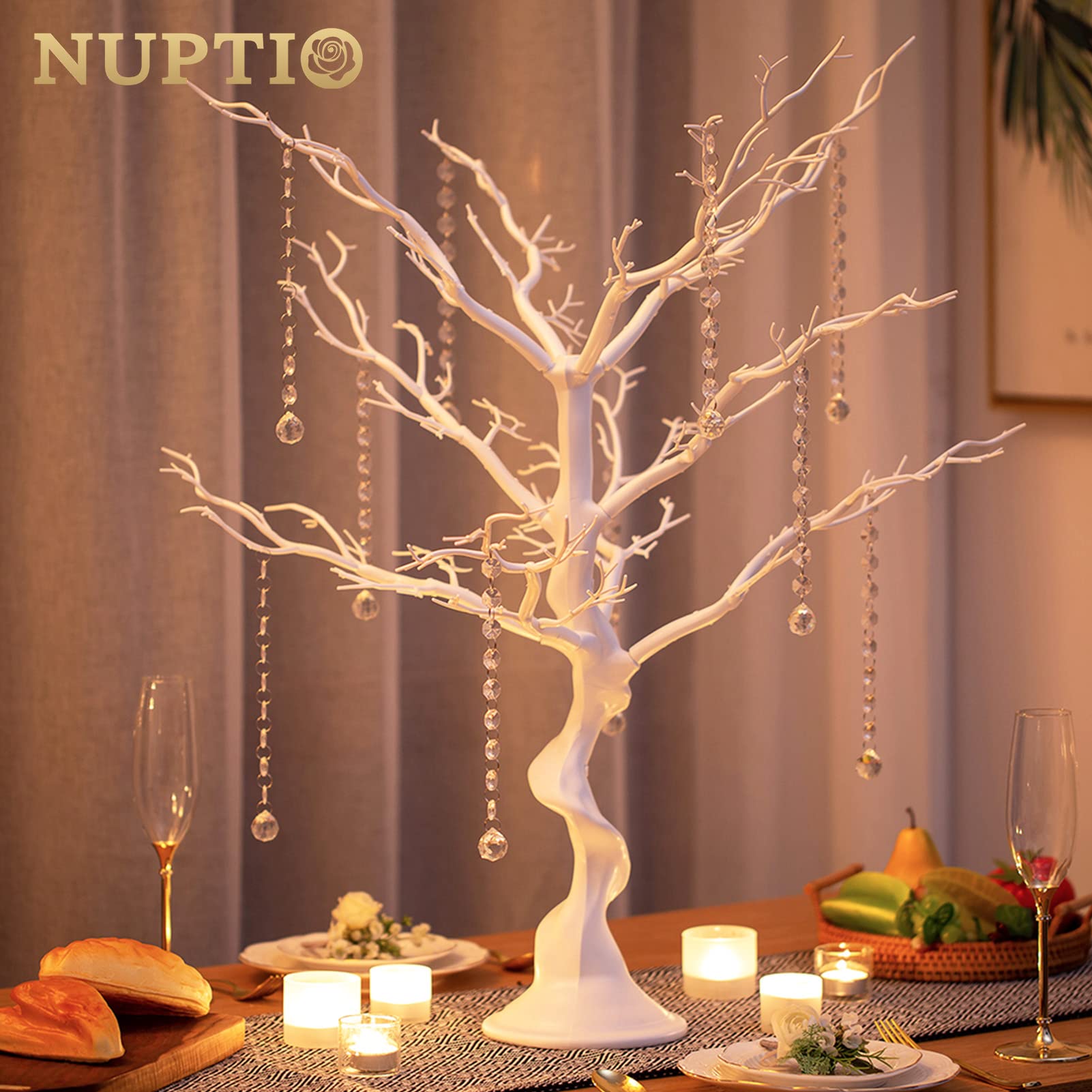 NUPTIO Artificial Tree Centerpiece, 30 inches White, Manzanita Tree Decorative Branch for Weddings, Tabletop Decoration, Ornament Display - Medaid International