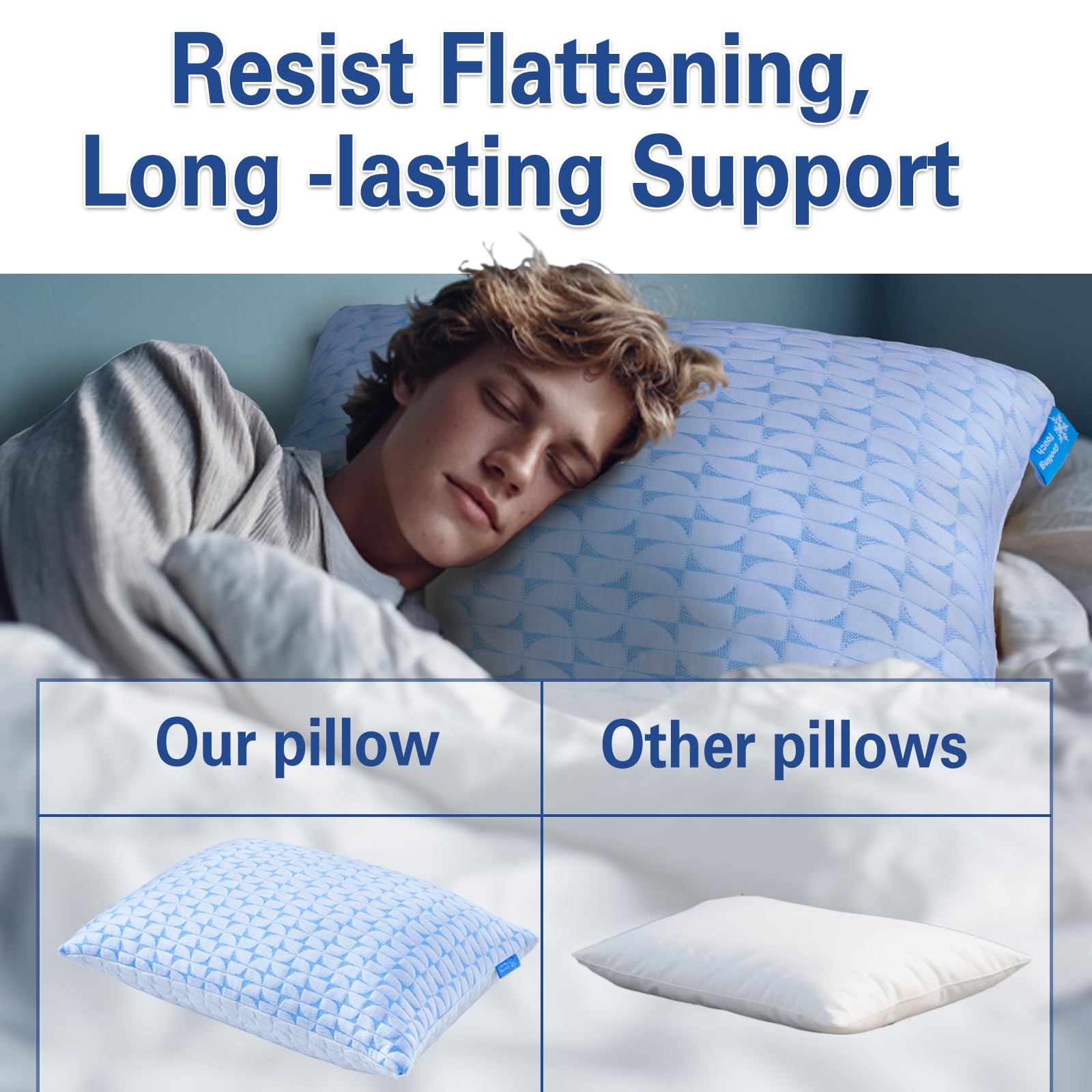 Firm Cooling Pillows for Sleeing, Shredded Memory Foam(Adjustable Loft) Pillow for Side Back Stomach Sleepers, Supportive Gel Pillow with Washable Cover, Queen Size, Gift for Parents or Couples - Medaid International
