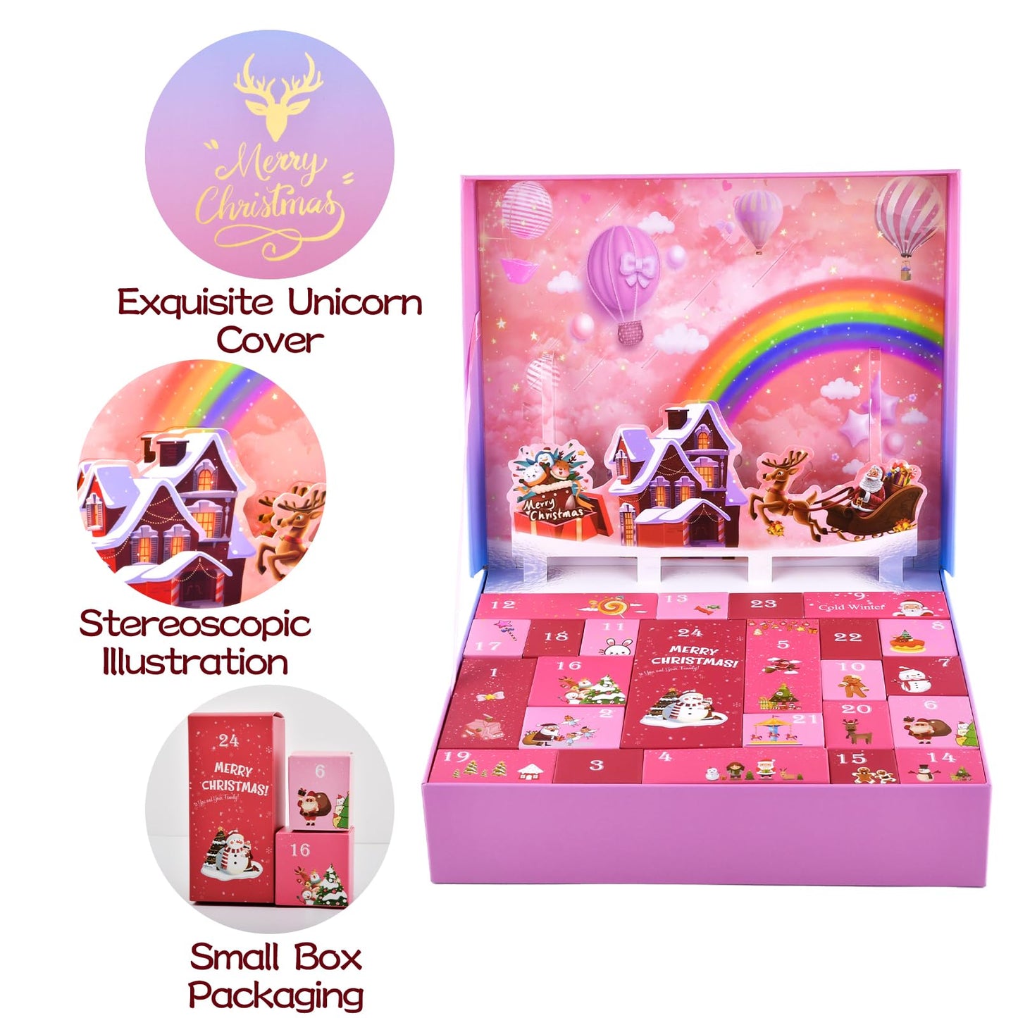 Advent Calendar 2025 Girls, Unicorn Gifts for Girl 24 Days Xmas Count Down Box, Countdown Calendar Surprises for 4 5 6 7 8 9 10 11 12 year old Girls, Christmas Gifts for Kids - Medaid International
