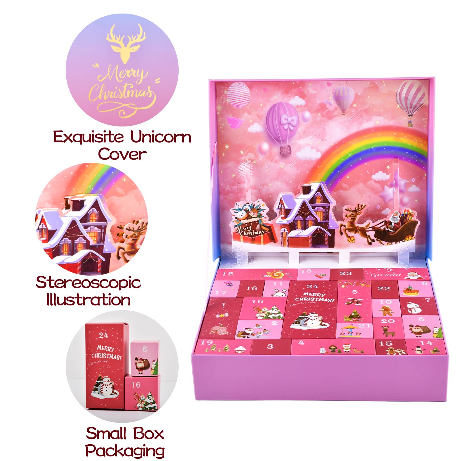 Advent Calendar 2025 Girls, Unicorn Gifts for Girl 24 Days Xmas Count Down Box, Countdown Calendar Surprises for 4 5 6 7 8 9 10 11 12 year old Girls, Christmas Gifts for Kids - Medaid International