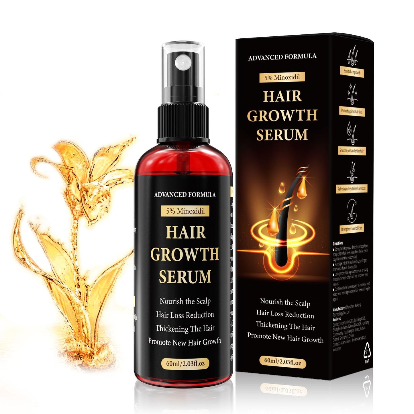 5% Minoxidil for Men/Women Hair Growth Serum Spray,Thinning Hair Loss/Regrowth Treatment for Women/Men,Minoxidil for Men’s Beard,Contain Rosemary Oil,Batana Oil for Hair Growth,Gentler,Refreshing 60ml - Medaid International