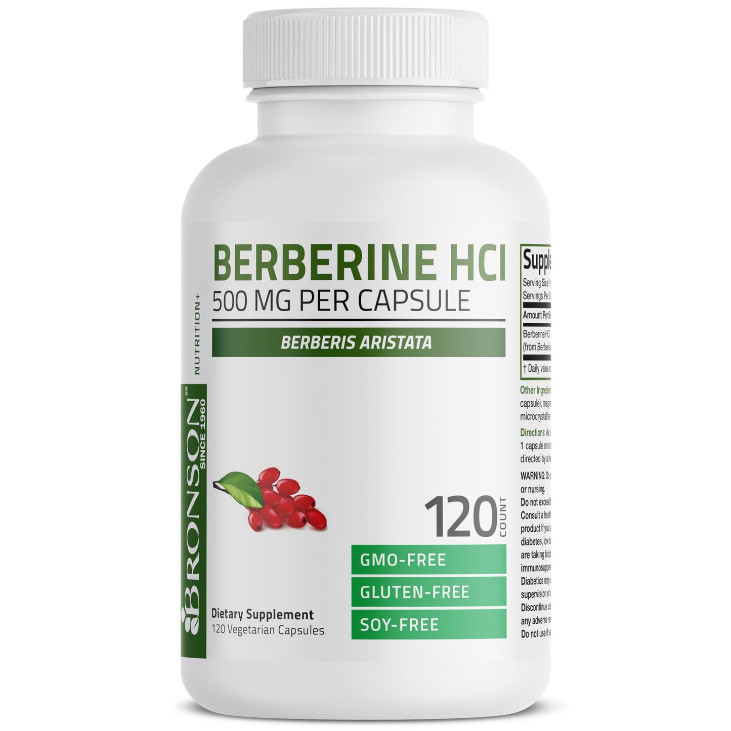 Bronson Berberine As Berberine HCI Berberis Aristata 500mg Per Vegetarian Capsule Non-GMO, 120 Vegetarian Capsules - Medaid International
