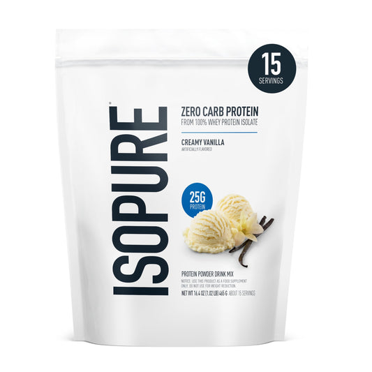 Isopure Zero Carb 100% Pure Whey Isolate Protein Powder, Lactose Free, Gluten Free, With Vitamins, Creamy Vanilla, 25g Protein Per Serving, 1 Lb, 15 Servings (Packaging May Vary) - Medaid International