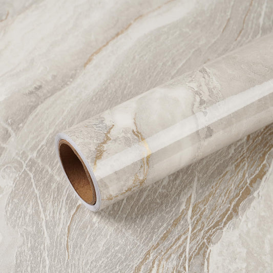 VEELIKE 15.7''x118'' Beige Gold Liquid Marble Contact Paper for Countertops Peel and Stick Waterproof Granite Countertop Paper Self Adhesive Marble Wallpaper Vinyl Roll for Kitchen Bathroom Table Wall - Medaid International