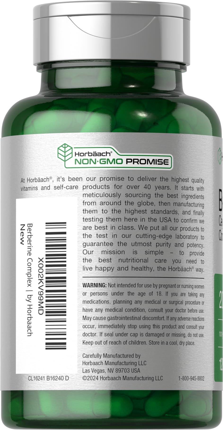 Horbäach Berberine with Ceylon Cinnamon | 2000mg | 120 Veggie Capsules | Vegetarian, Non-GMO & Gluten Free Supplement | Berberine Complex - Medaid International
