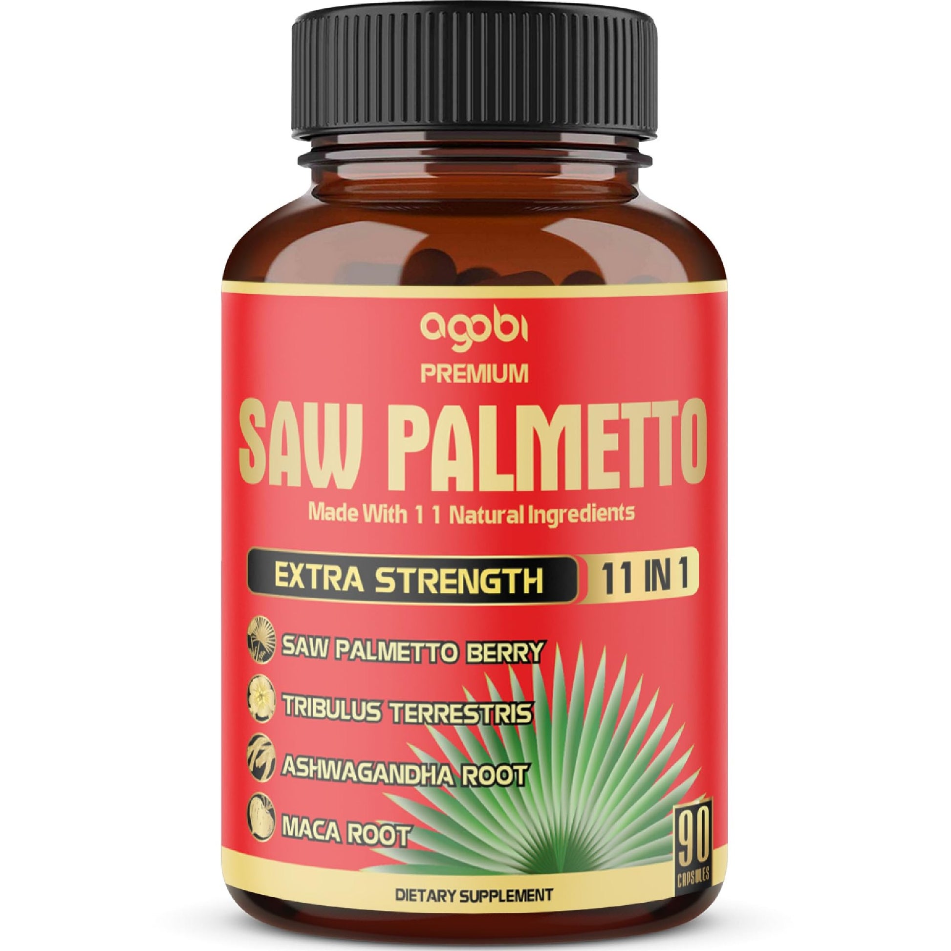 Premium Saw Palmetto Capsules - Combined with Ashwagandha, Turmeric, Tribulus, Maca, Green Tea, Ginger, Holy Basil & More - 90 Capsules 3-Month Supply - Medaid International