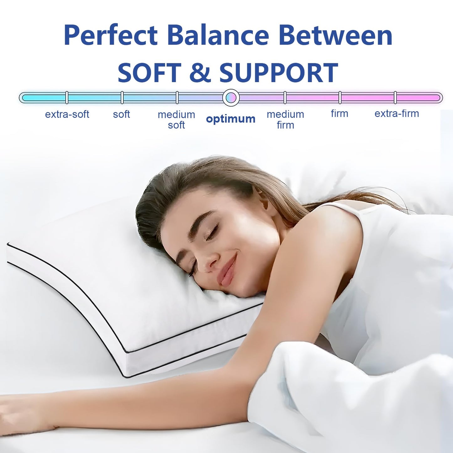 Premium Pillows King Size Set of 2, Fluffy and Supportive 7D Down Alternative Bed Pillows, Luxury Soft Hotel Quality Gusseted Pillow for Side Back Stomach Sleepers, Relief Neck Head and Shoulder Pain - Medaid International