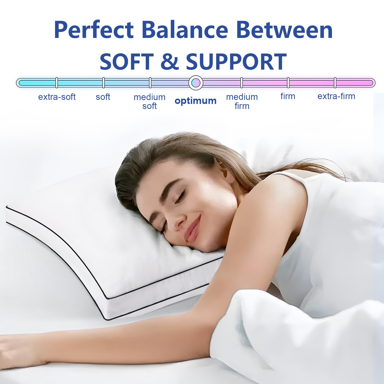 Premium Pillows King Size Set of 2, Fluffy and Supportive 7D Down Alternative Bed Pillows, Luxury Soft Hotel Quality Gusseted Pillow for Side Back Stomach Sleepers, Relief Neck Head and Shoulder Pain - Medaid International