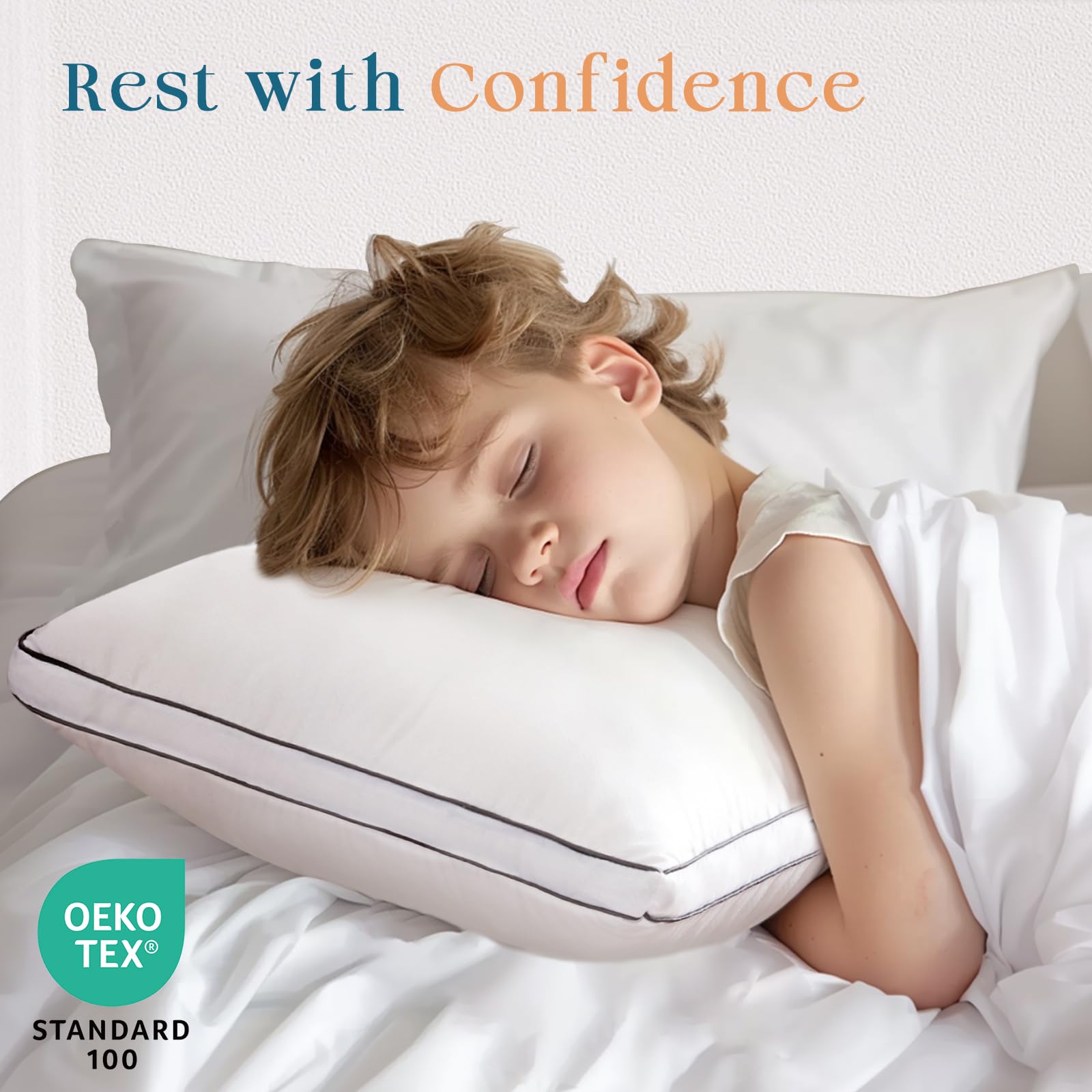 MUXHOMO Bed Pillows Queen Size Set of 2, Hotel Collection Sleeping Pillows 2 Pack for Side and Back Sleepers, Down Alternative Plump Filling, 20 x 30 Inches - Medaid International