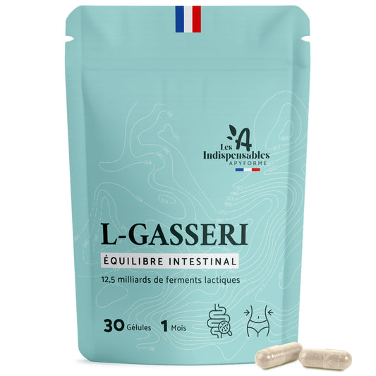 Lactobacillus Gasseri Probiotique Ventre Plat - Flore Intestinale Digestion - 30 Gélules Gastro-Résistantes - Fabriqué en France par Apyforme - Medaid International