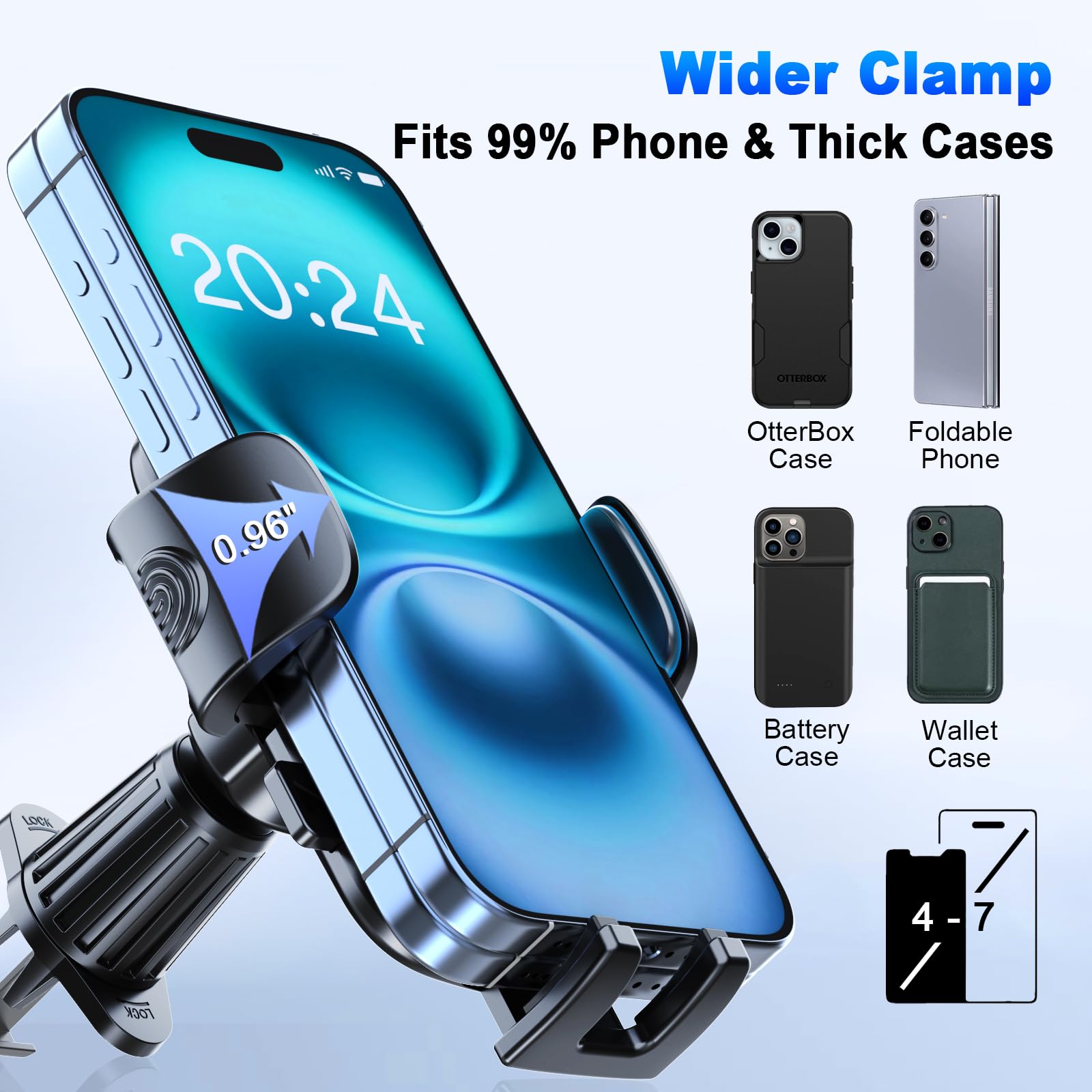 [2025 NEW] Car Phone Holder for Horizontal/Vertical Vent【Upgraded Metal Hook Clip】【Wider Clamp&Fit Thicker Case】Universal Cellphone Stand Car Mount Cradle for iPhone 17 Pro Max 16 15 14 13 Air Android - Medaid International