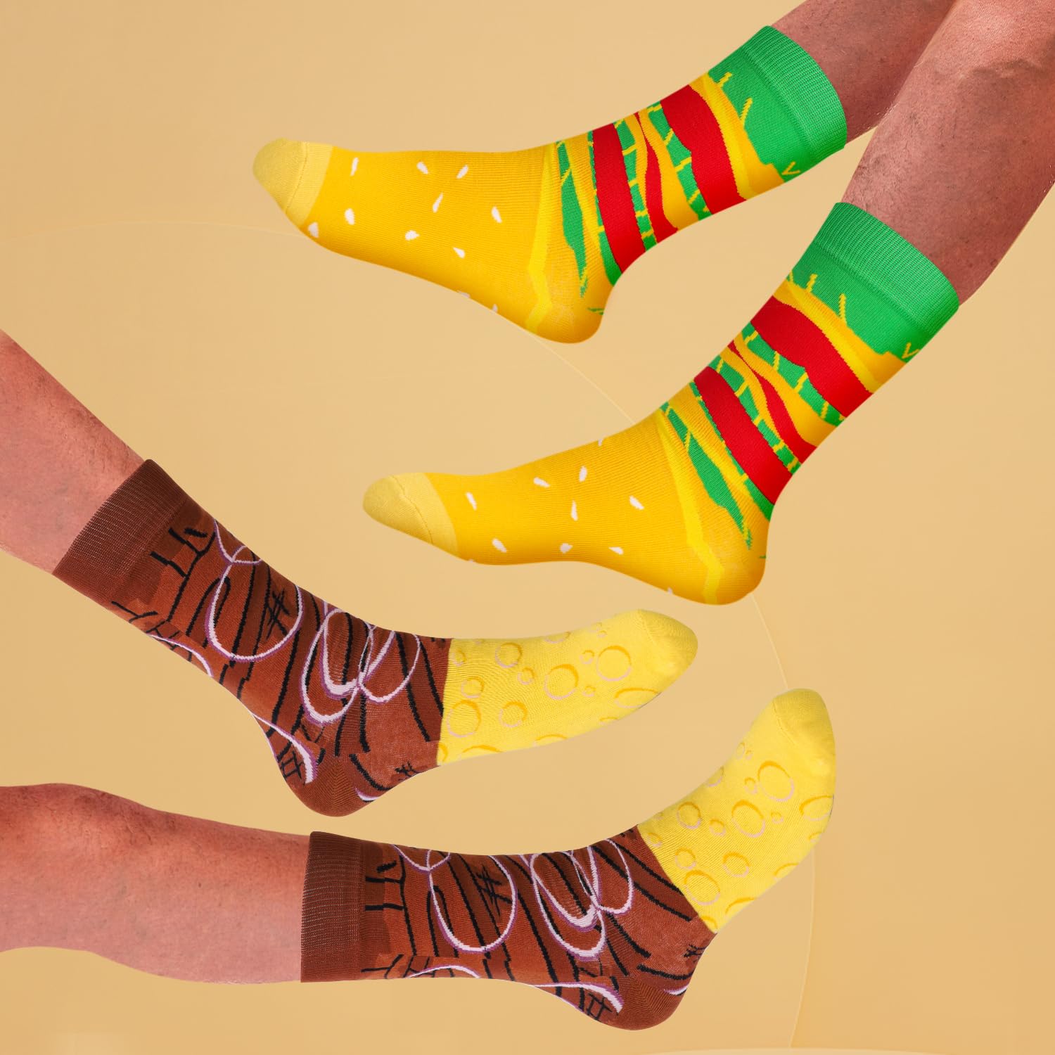 Funny Burger Socks Box for Men Teen Boys Dad Women - Fun Crazy Novelty Cool Silly Hamburger Funky Food Socks Gifts - Unique Gag Gift Ideas for Mens Birthday Father Day Christmas Stocking Stuffers - Medaid International