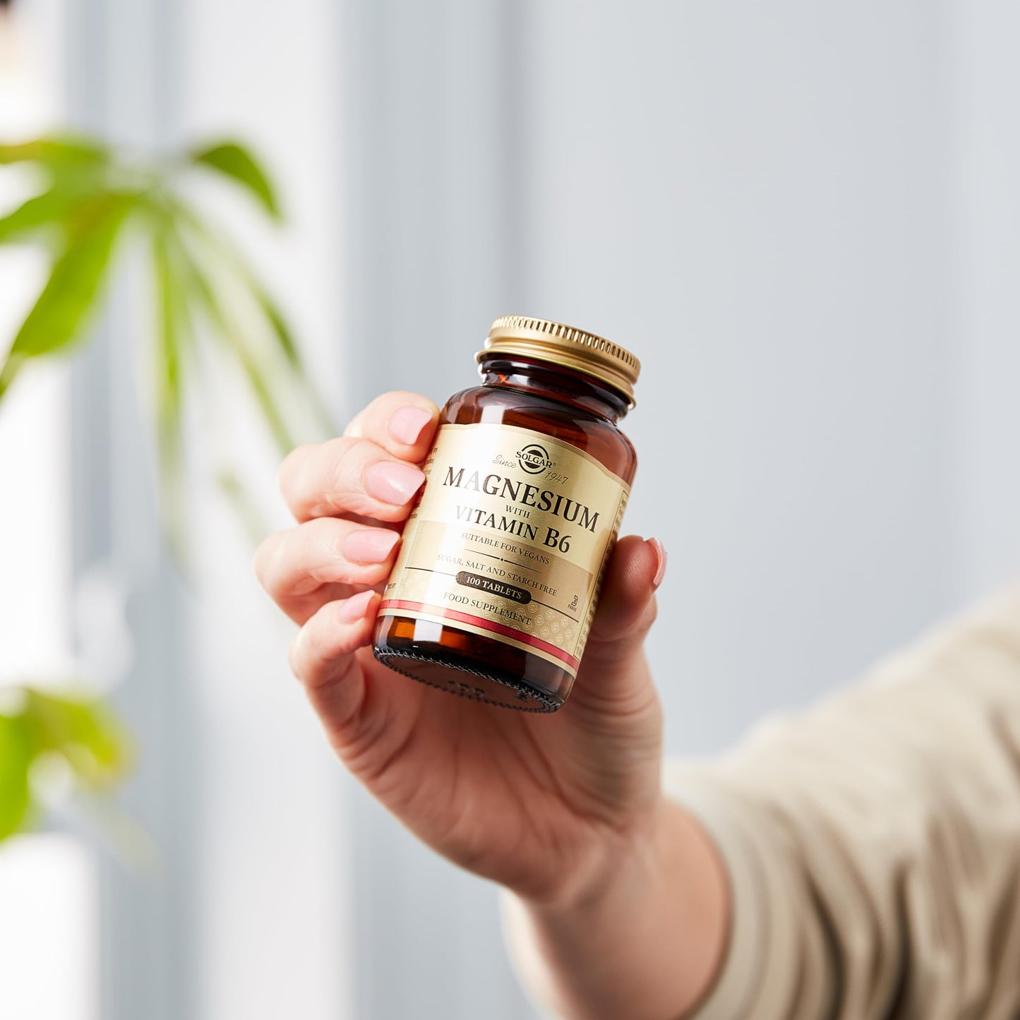 Solgar Magnesium with Vitamin B6, 100 Tablets - Promote Healthy Bone Mineralization, Support Nerve & Muscle Function, Energy Metabolism - Non-GMO, Vegan, Gluten Free, Dairy Free, Kosher - 33 Servings - Medaid International