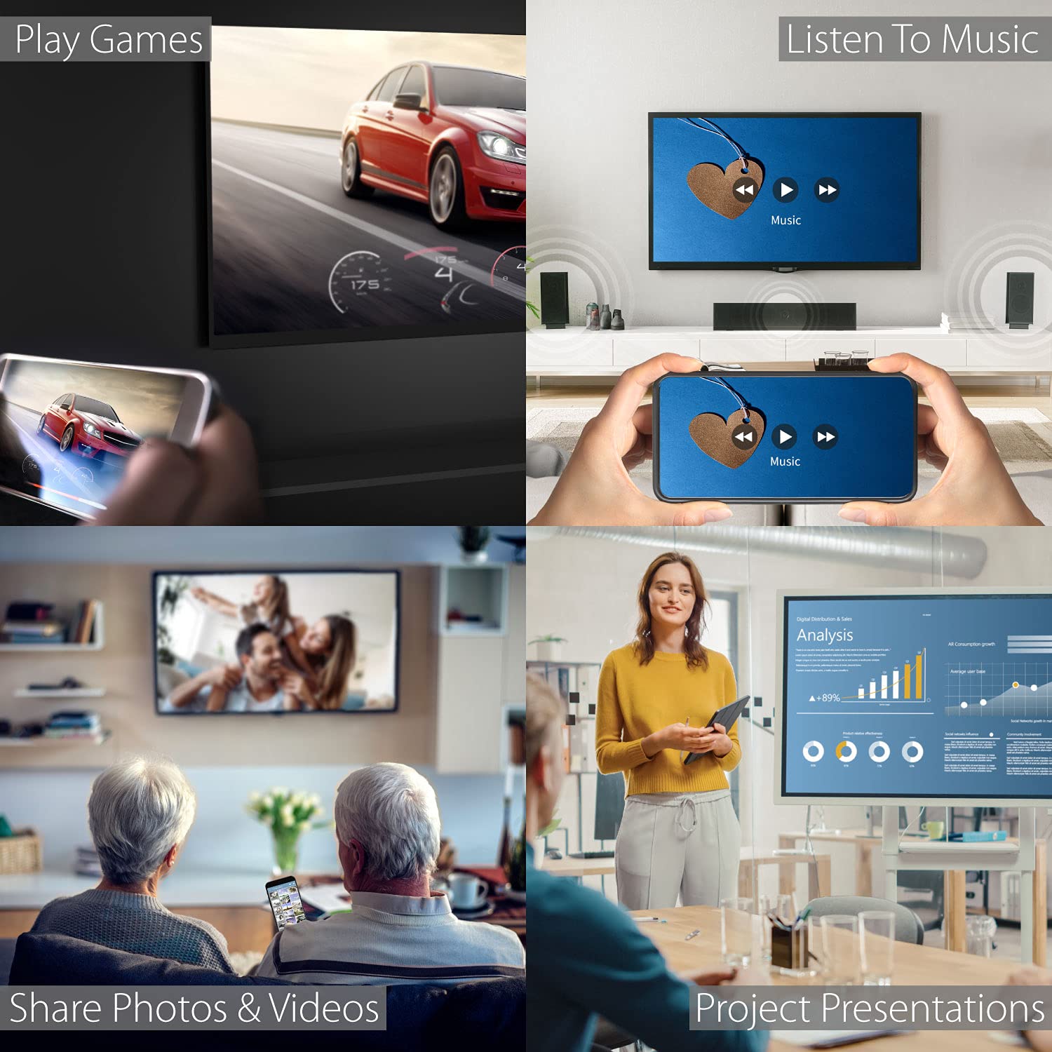 j5create ScreenCast HDMI Wireless Display Adapter Receiver - Mirror Phone, Tablet, Laptop to HDTV - Compatible with MiraCast, AirPlay, Android, Windows 10 PC, iOS, iPhone, Tablet (JVAW56) - Medaid International