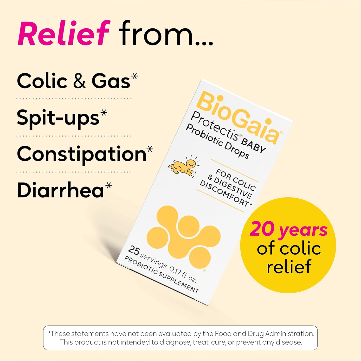 BioGaia Baby Probiotic Drops - Baby Essentials for Colic & Gas Relief, Safe for Newborns, Reduces Crying, Fussing, Colic, Gas, Spit-ups and Constipation, No allergens, dairy, soy, gluten, or sugar - Medaid International