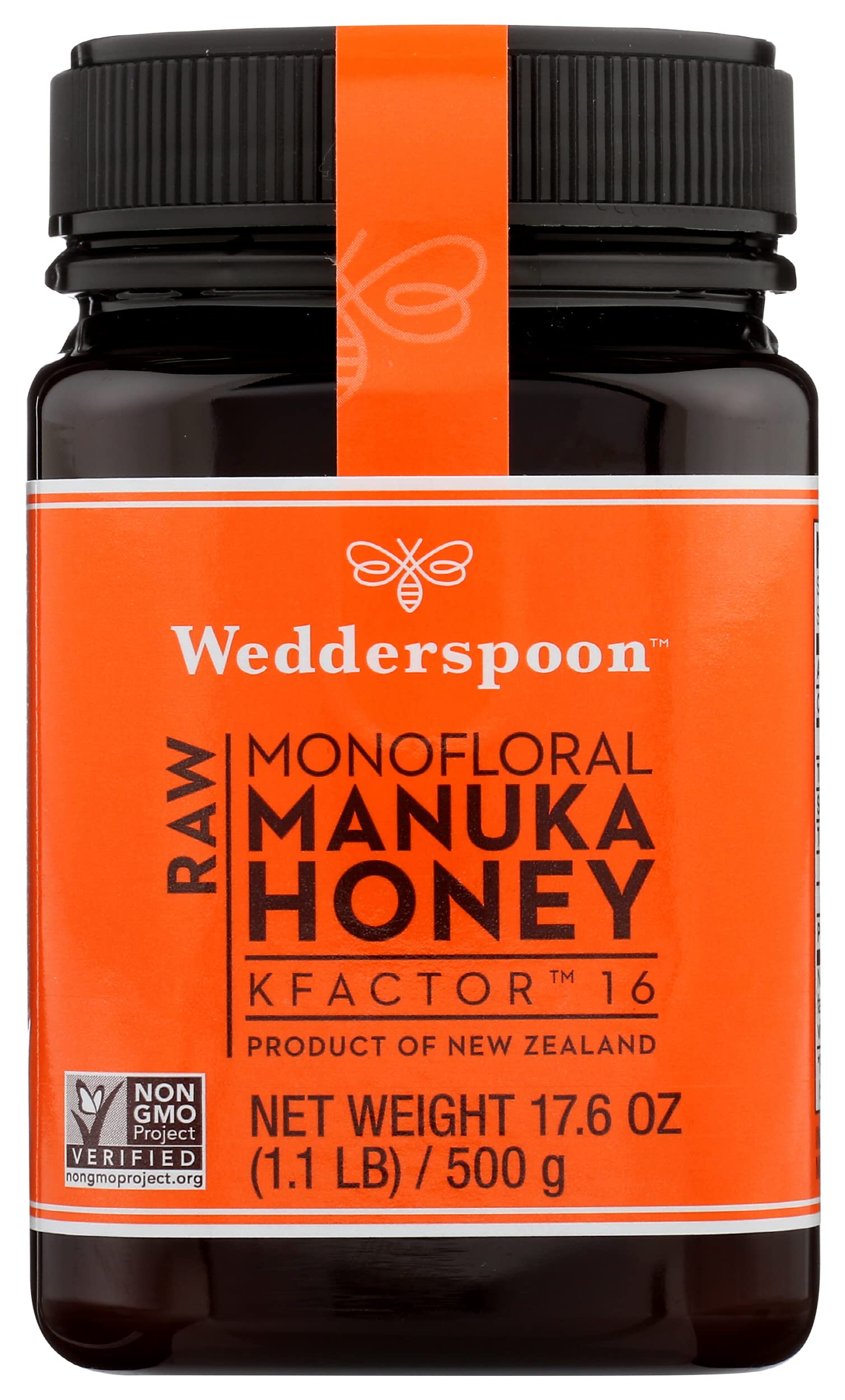 Wedderspoon Raw Monofloral Manuka Honey, Kfactor 16, Non-GMO, 17.6 Oz (Pack of 6) - Medaid International