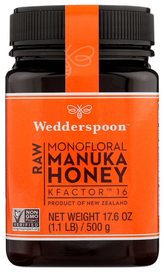 Wedderspoon Raw Monofloral Manuka Honey, Kfactor 16, Non-GMO, 17.6 Oz (Pack of 6) - Medaid International