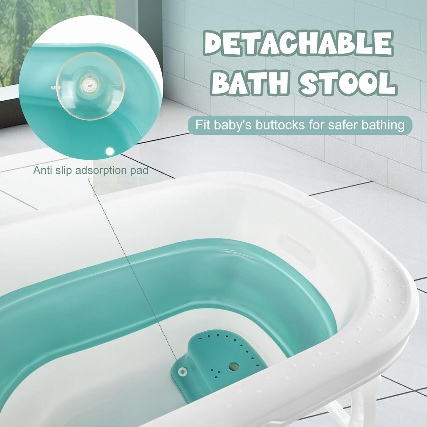 Foldable Baby Bath Tub with Bath Seat and Non-Slip Holder for Safety - Medaid International