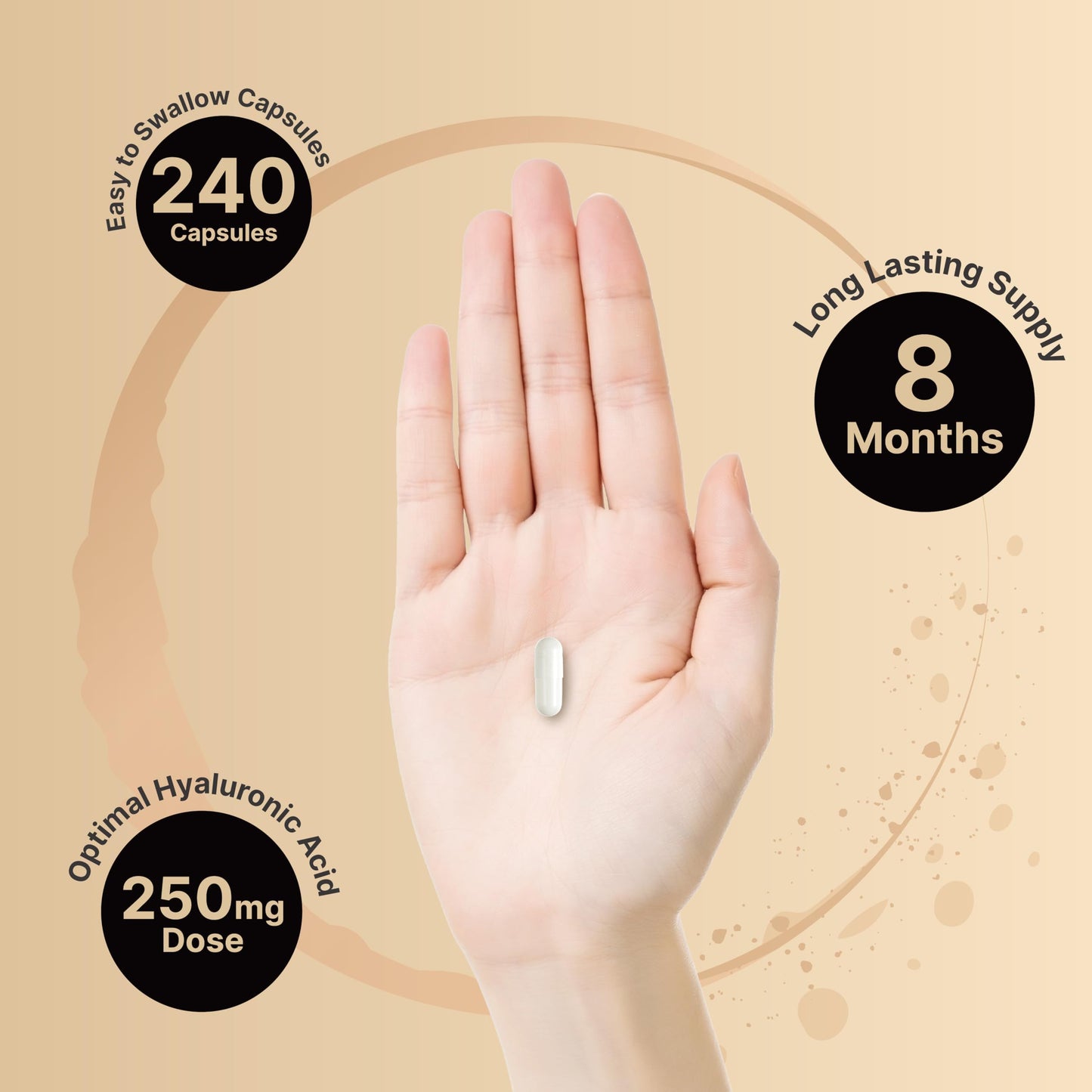 NatureBell Hyaluronic Acid Supplements 250mg | 240 Capsules, with Biotin 5000mcg & Vitamin C 25mg, 3 in 1 Support - Skin Hydration, Joint Lubrication, Hair and Eye Health - Medaid International