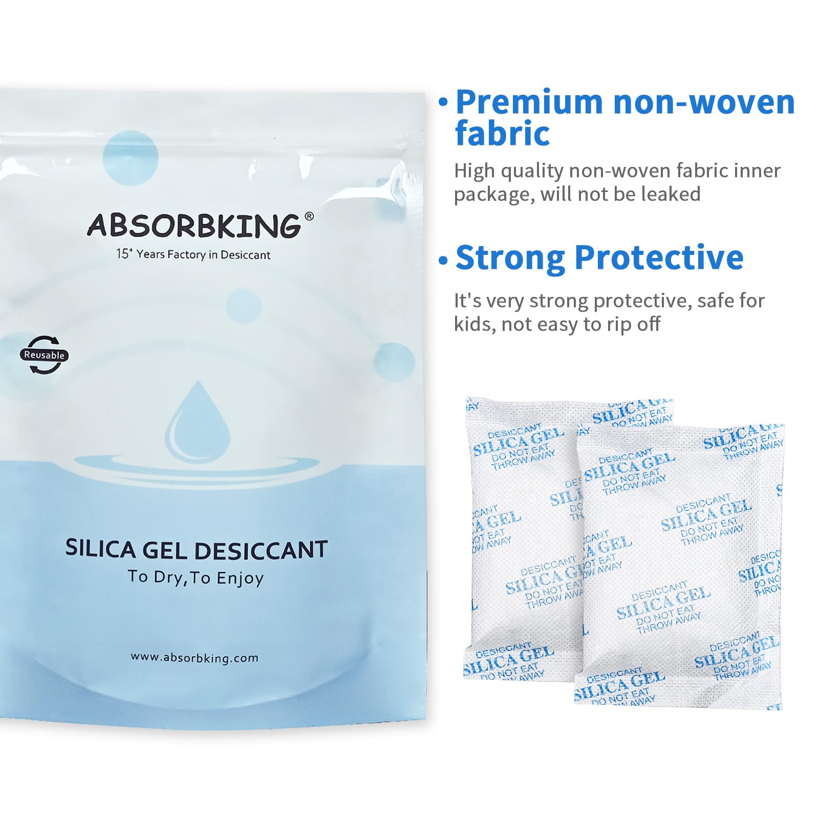 Silica Gel Packets – 50 Gram 25 Packs Moisture Absorbers, Desiccant Packs for Storage, Food Safe Desiccant for Foods, Seeds, 3D Filaments, Electronics, Safes - Medaid International