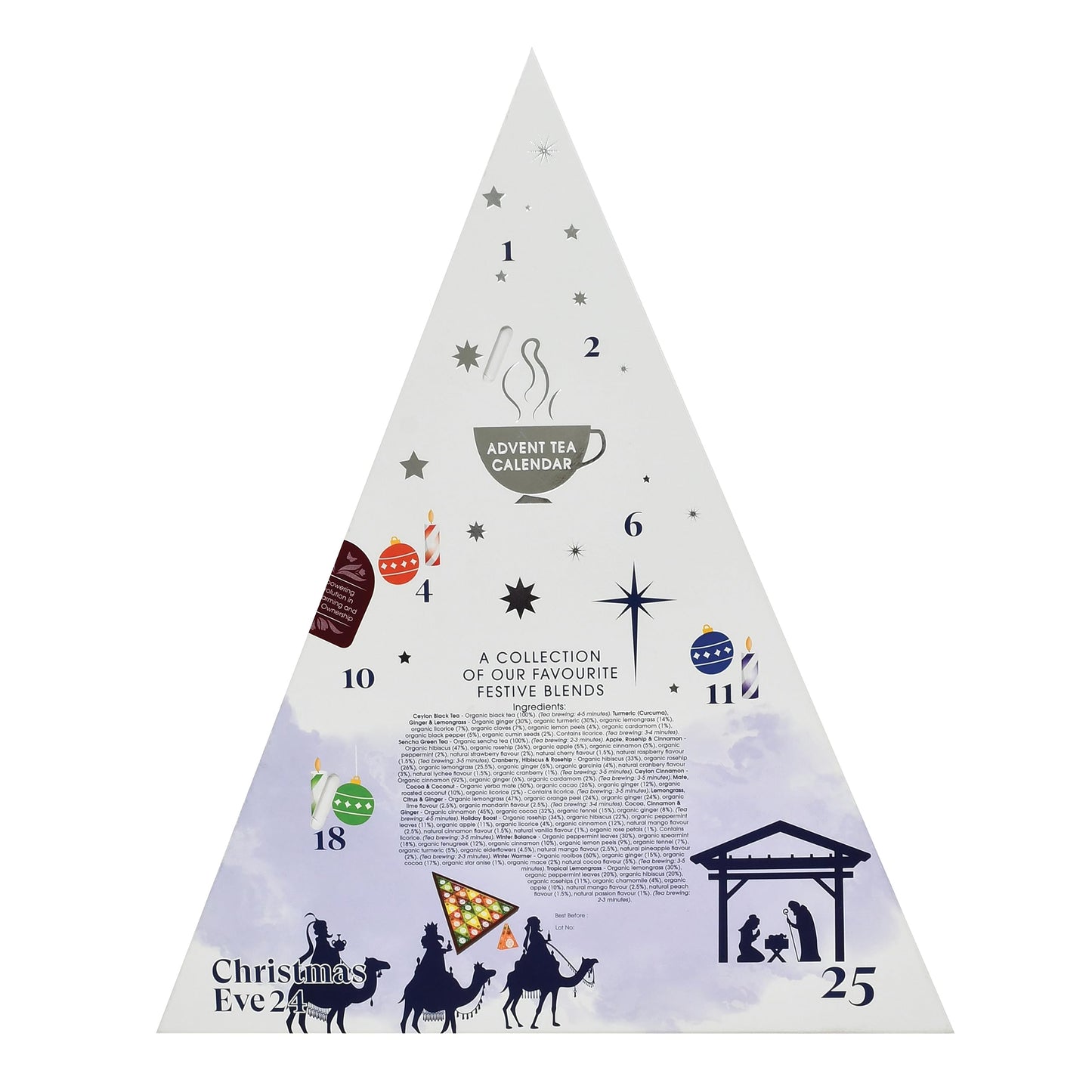 English Tea Shop Advent Calendar Nativity- 25 Pyramid Biodegradable Tea Bags - Medaid International