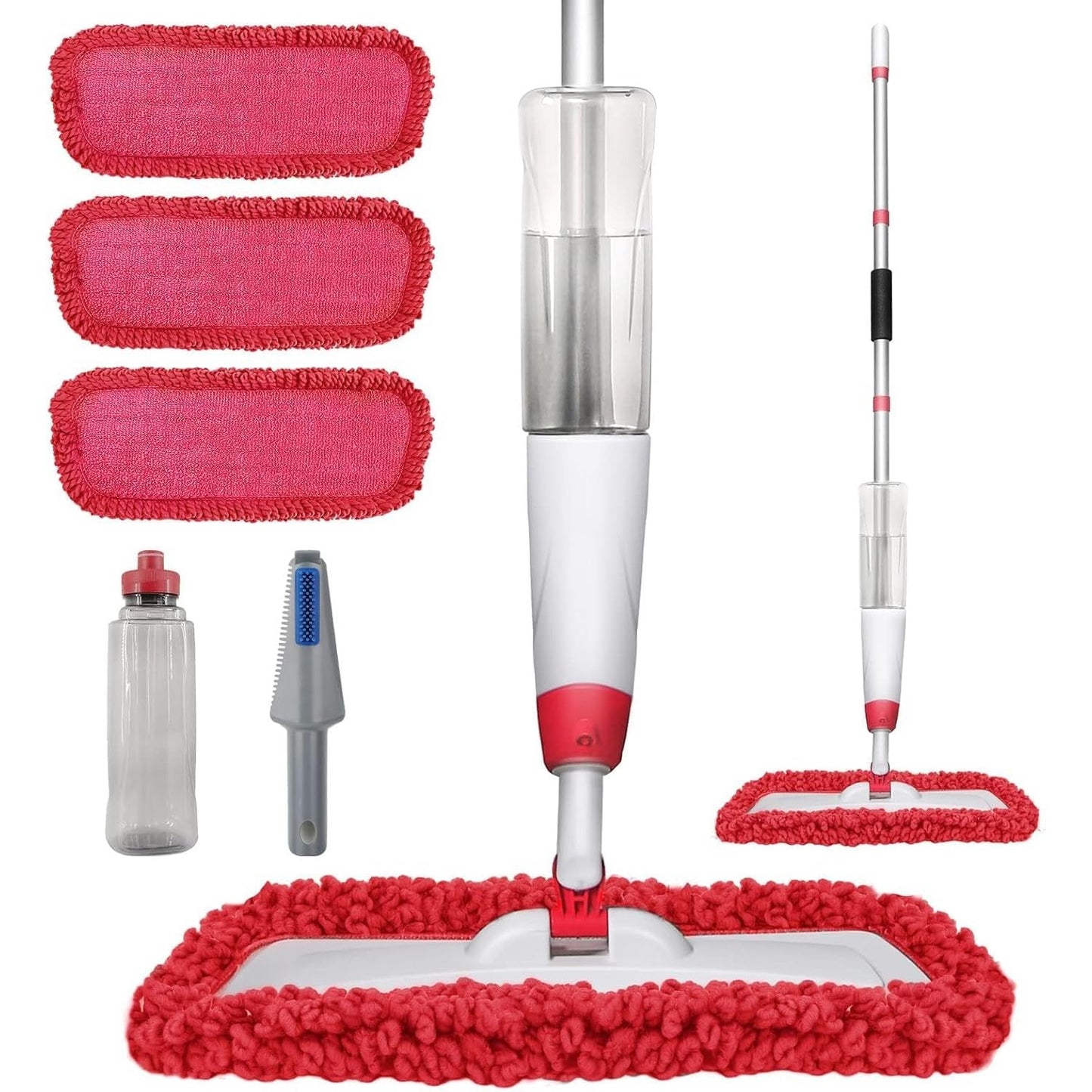Spray Mops for Floor Cleaning, Microfiber Spray Cleaning Mop Kit with 3 Reusable Washable Pads 700ML Refillable Bottle and Scrubber Flat Mop with 360 Degree Swivel Head for Hardwood Laminate - Medaid International