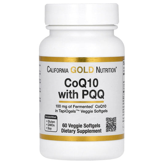 California Gold Nutrition CoQ10 with PQQ, Ubiquinone USP, Tapioca Veggie Softgel with Sunflower Lecithin, 100 mg, 60 Veggie Softgel - Medaid International