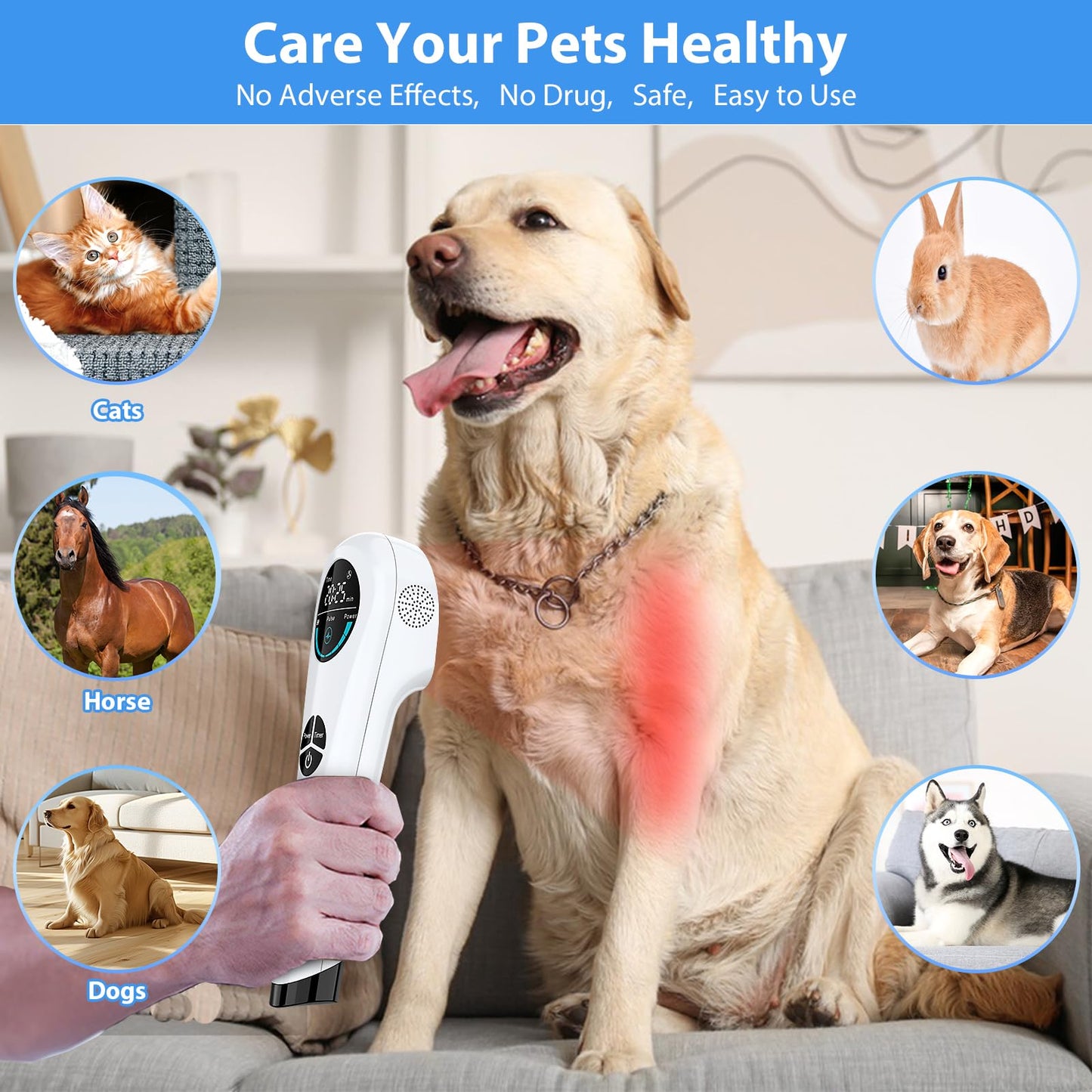 Cold Laser Therapy Device for Humans & Dogs, 4X 808nm Infrared Light & 14x 650nm Red Light Therapy Wand with Stand, Handheld Gentle Low Level Light Therapy Devices for Pain Relief, Joint, Muscles - Medaid International