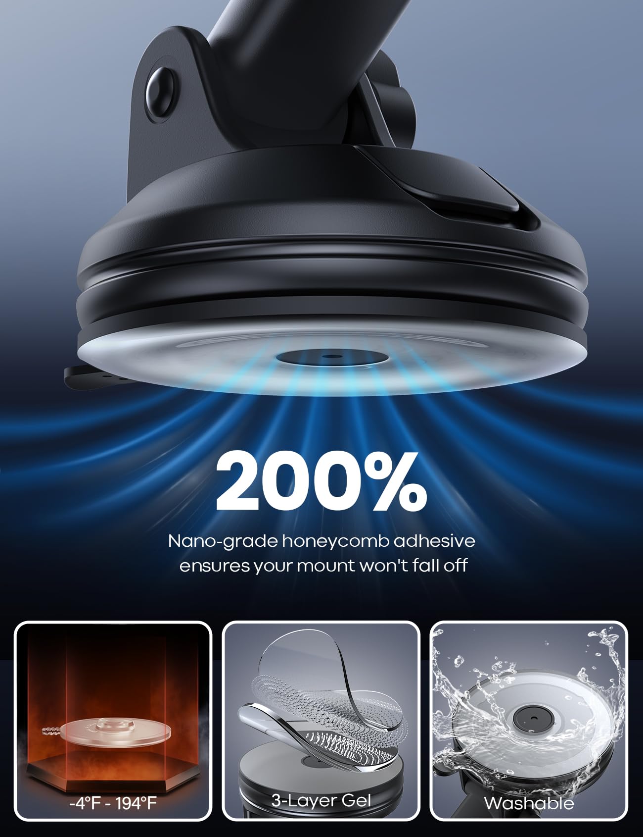 Lamicall Car Phone Holder - [Strongest Military-Grade Suction Cup] 360° Rotation Phone Holders for Your Car Quick Release Adjustable Car Phone Mount Dashboard for iPhone 17 16 Galaxy Smartphone Truck - Medaid International