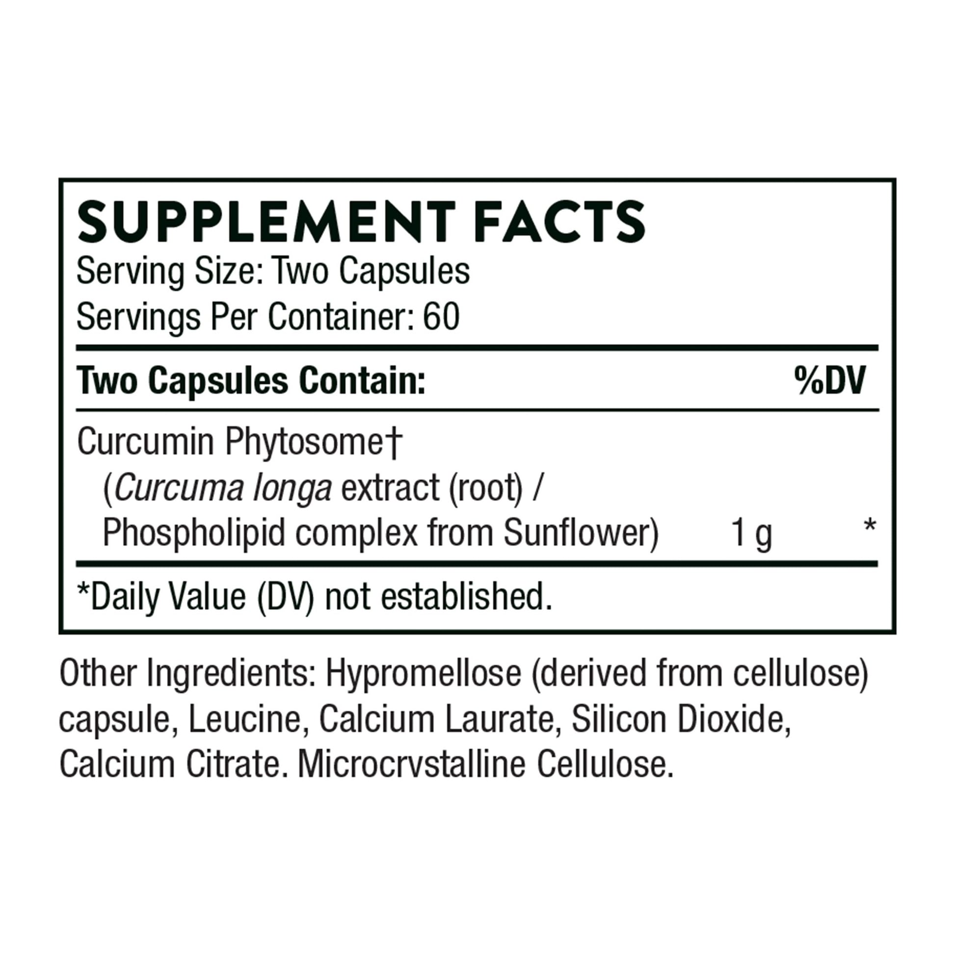 THORNE - Curcumin Phytosome 1000 mg (Meriva) - Clinically Studied, High Absorption - Supports Health in Joints, Muscles, GI Tract, Liver, and Brain* - 120 Capsules - 60 Servings - Medaid International