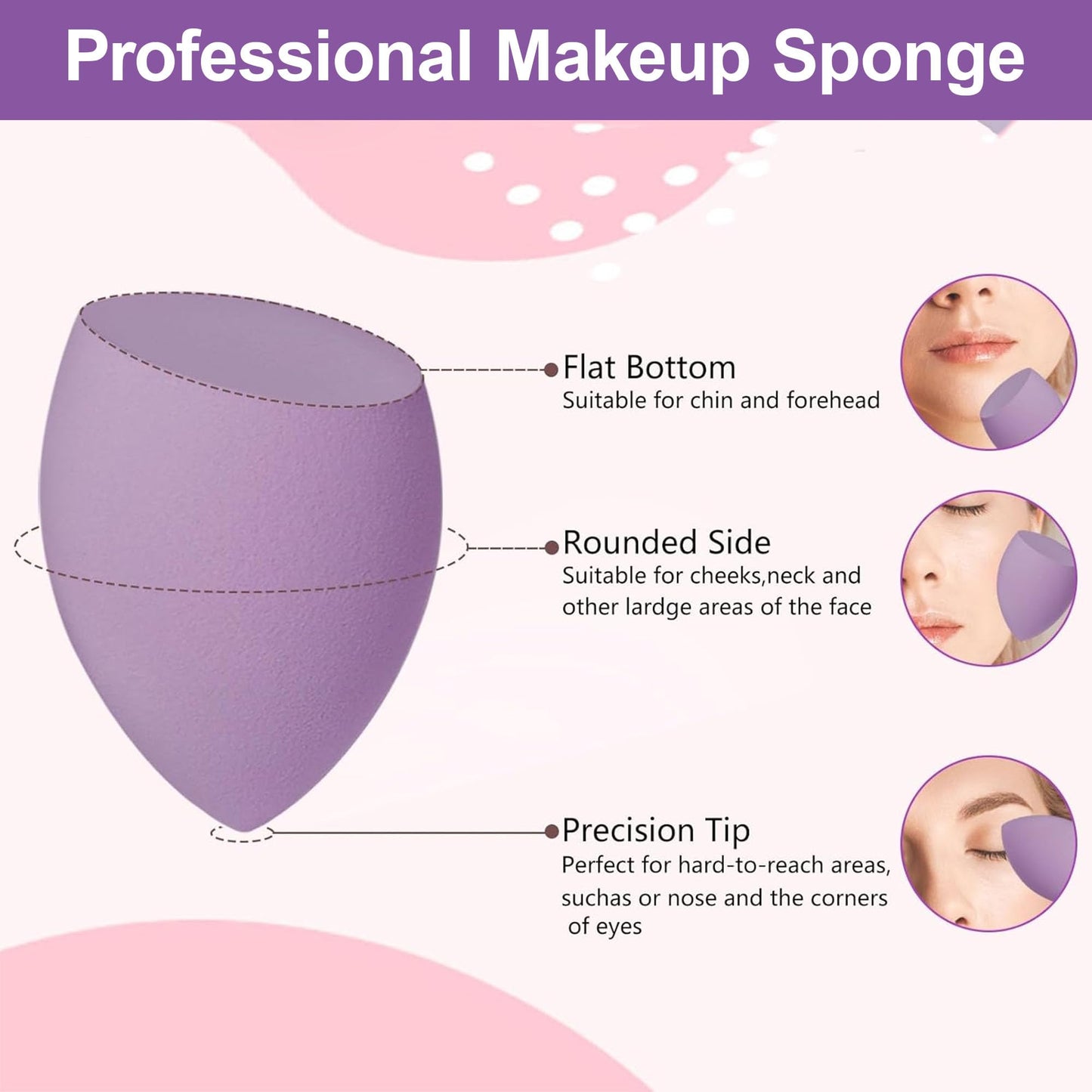 4PCS Makeup Sponge Set with Storage Box, Beauty Blender Sponges for Liquid Cream and Powder, Dry and Wet Use Foundation Blending Applicators for Flawless Makeup Application Purple - Medaid International