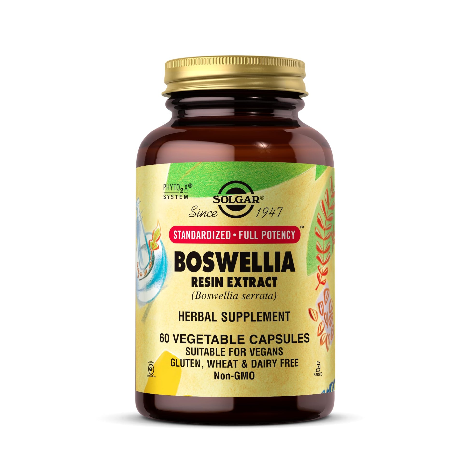Solgar Boswellia Resin Extract - 60 Vegetable Capsules - Standardized Full Potency (SFP) - Non-GMO, Vegan, Gluten Free, Dairy Free, Kosher - 60 Servings - Medaid International