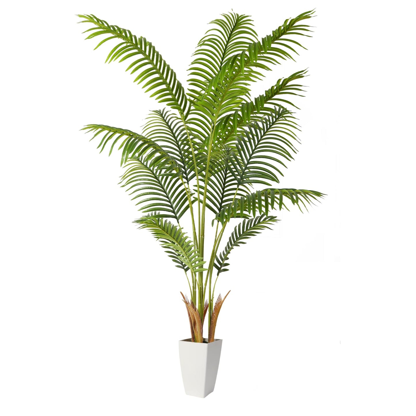 Alupssuc 5ft Artificial Palm Tree with White Planter, Tall Fake Palm Tree with Natural Trunk and Lifelike Leaves for Home Office Housewarming Gift, Artificial Silk Plant for Living Room Decor Indoor - Medaid International