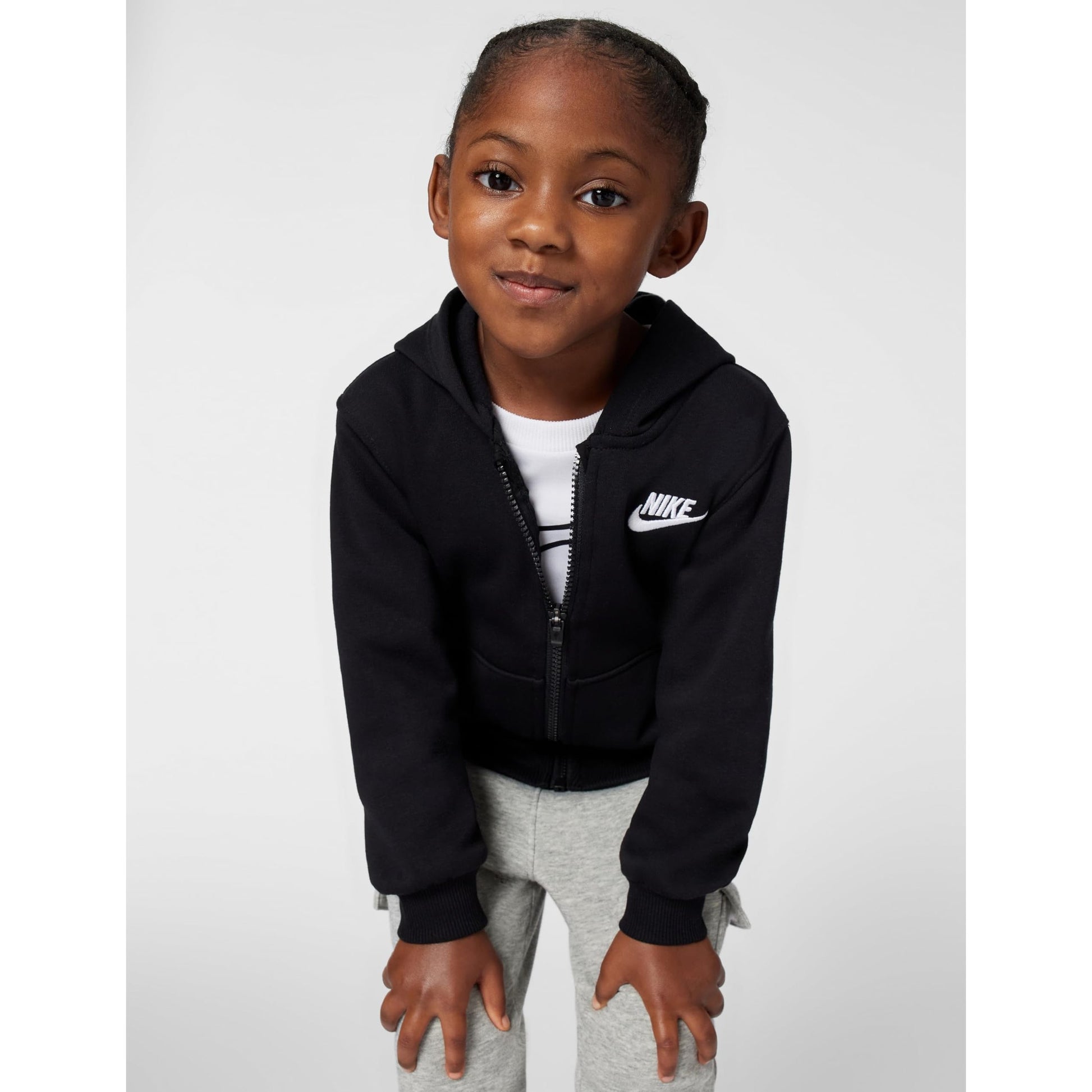 Nike Club Fleece Front Zip Hoodie Black/White - Medaid International