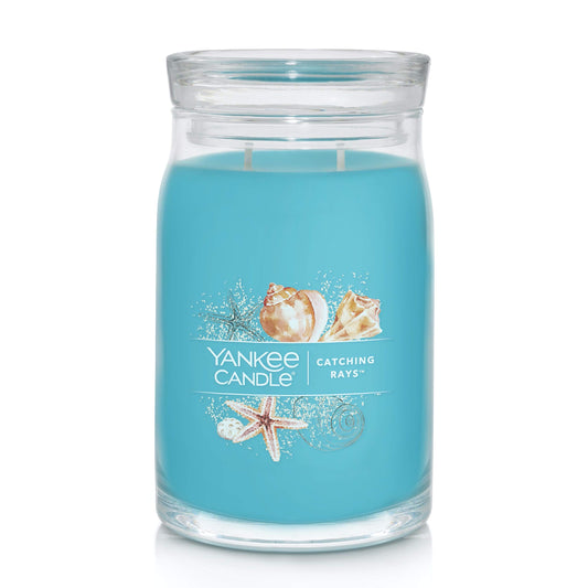 Yankee Candle Catching Rays Scented, Signature 20oz Large Jar 2-Wick Candle, Over 60 Hours of Burn Time - Medaid International