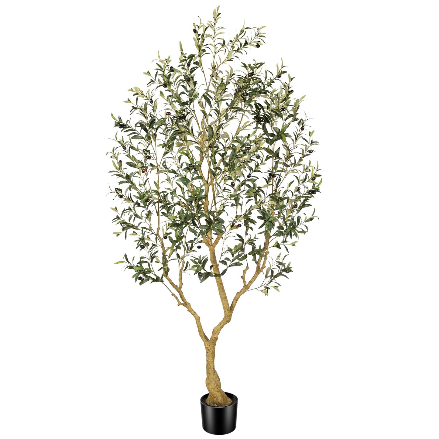 PHYTREE Faux Olive Tree 7FT, Olive Trees Artificial Indoor, Large Fake Tree with Realistic Leaves Branches and Lifelike Fruits for Home Office Living Room Decor - Medaid International