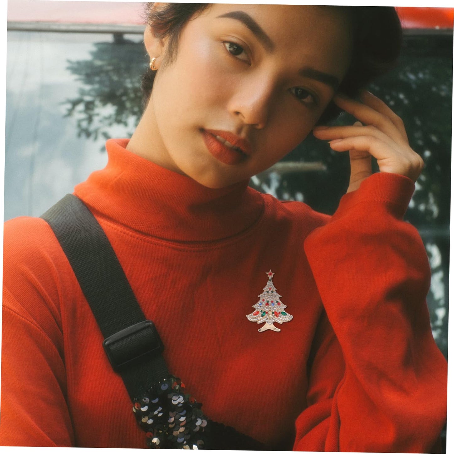 2Pcs Elegant Xmas Brooch Christmas Tree Brooch with Unique Design for Holiday Decoration and Sparkling Accessories for Festive Atmosphere - Medaid International