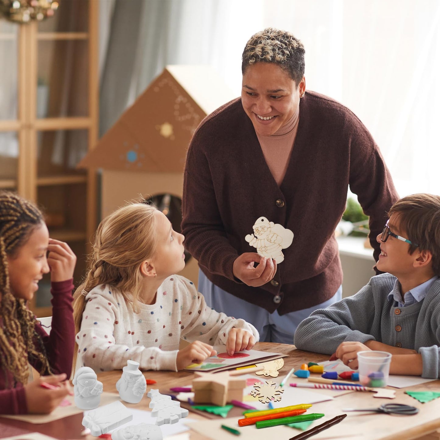 Roowest 2025 Craft Advent Calendar 24 Days Christmas Countdown Calendar 3D Unpainted Ceramic Figurines and DIY Wooden Art Crafts Painting Kit for Xmas Holiday Stocking Stuffers Party Favor Gifts - Medaid International