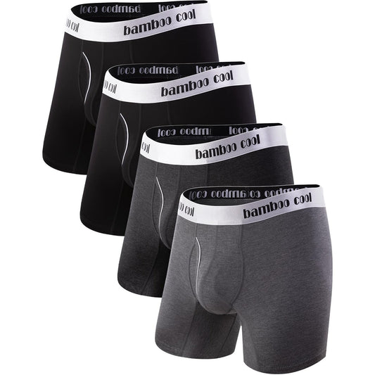 BAMBOO COOL Men's Underwear Soft Breathable Stretch Classic Boxer Briefs with Fly,Multipack - Medaid International