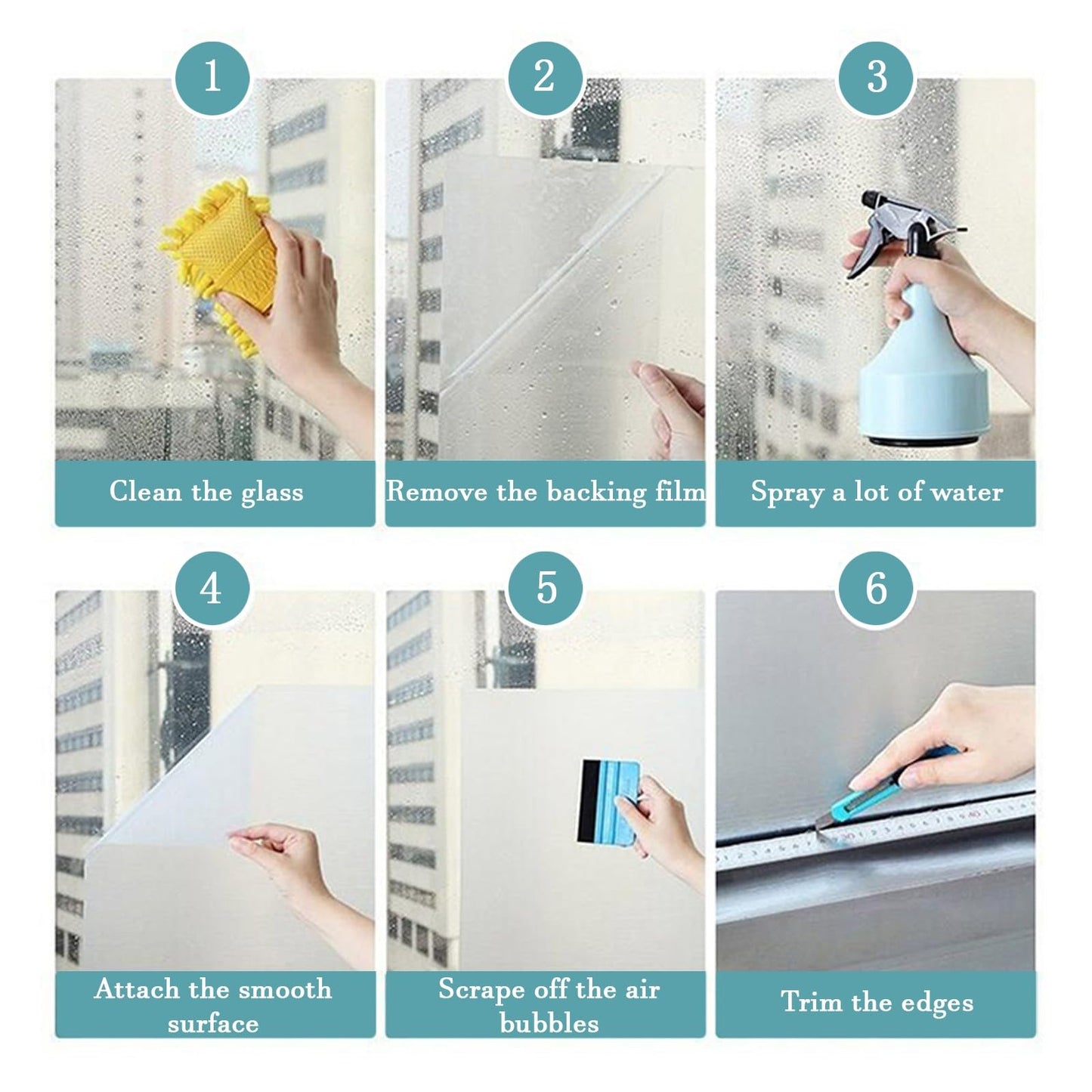 Window Privacy Film Frosted Static Film for Glass Windows Cover, Suncatcher Window Cling Tint Sticker for Home Bathroom Office Decor, Non-Adhesive No-Glue Easy Installation, 11.8 x 39.3 inches - Medaid International