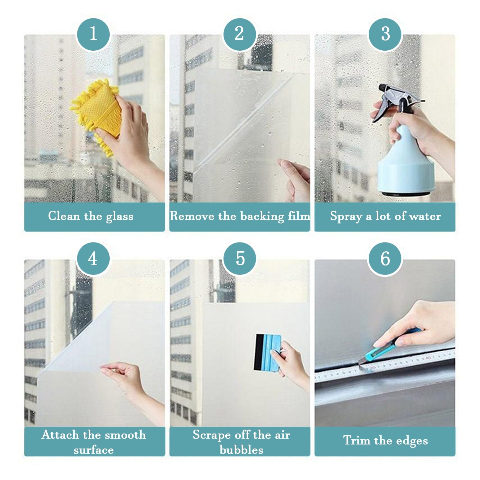 Window Privacy Film Frosted Static Film for Glass Windows Cover, Suncatcher Window Cling Tint Sticker for Home Bathroom Office Decor, Non-Adhesive No-Glue Easy Installation, 11.8 x 39.3 inches - Medaid International