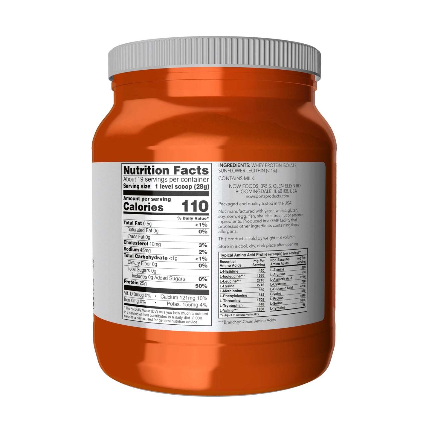 NOW Foods Sports Nutrition, Whey Protein Isolate, 25 g With BCAAs, Unflavored Powder, 1.2-Pound - Medaid International