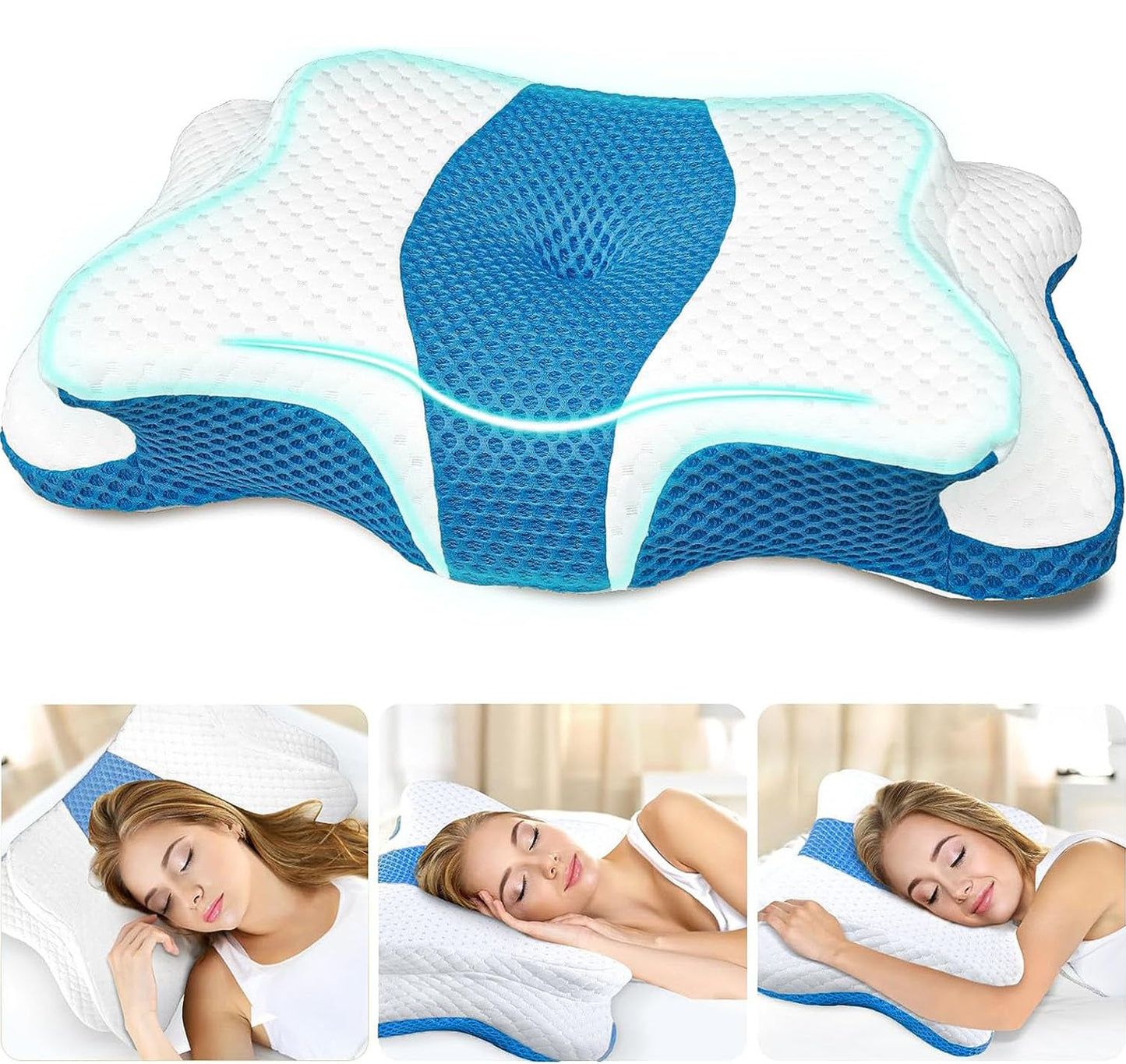 CHxxy Memory Foam Pillows, Cervical Pillow for Neck and Shoulder Pain Relief, Ergonomic Contour Bed Pillow, Soft for Side Sleep Stomach Sleeping and Back Sleeper - Medaid International