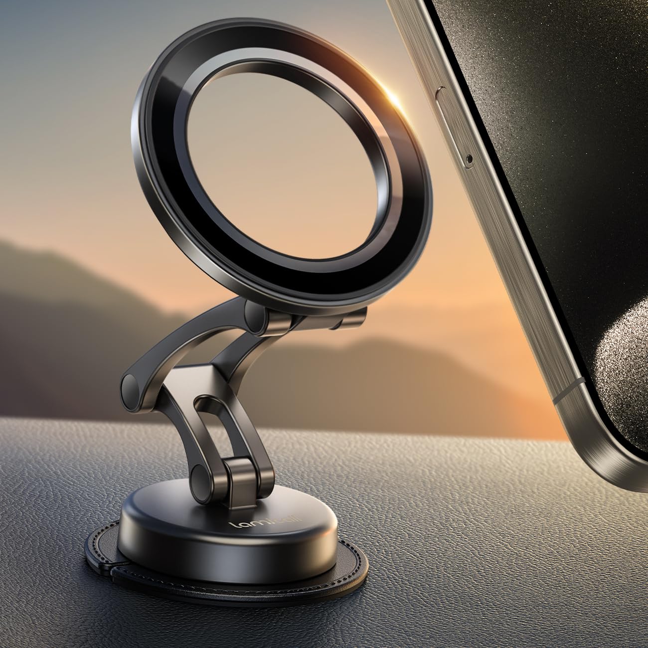 Lamicall for MagSafe Car Mount [All-Metal] Magnetic Phone Holder for Your Car, [Flexible Three-axis] Cell Phone Car Mount Dashboard with N55 Strong Magnets for iPhone 16 15 14 13 12 Pro Max Plus Mini - Medaid International